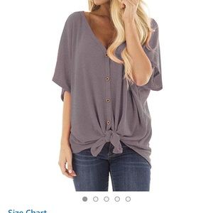 Loose fitting Henley tie top